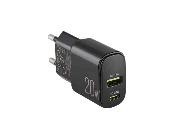 Мережевий зарядний пристрій Winso Pro PD20W USB-C+USB-A чорний, ціна: 372 грн.