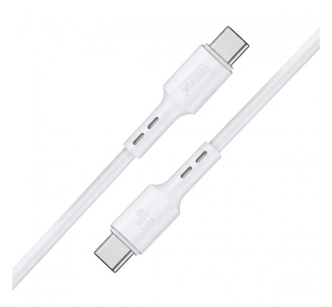 Кабель Brevia Type-C to Type-C 60W 1м, белый ZIP, цена: 164 грн.