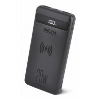 Повербанк (Power Bank) Brevia 10000mAh 20W Wireless Qi10W Li-Pol, LCD чорний