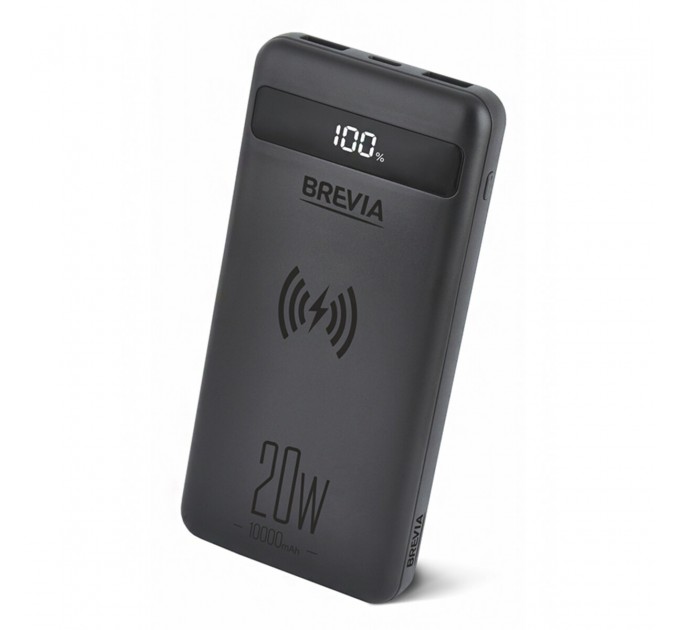 Повербанк (Power Bank) Brevia 10000mAh 20W Wireless Qi10W Li-Pol, LCD чорний, ціна: 699 грн.