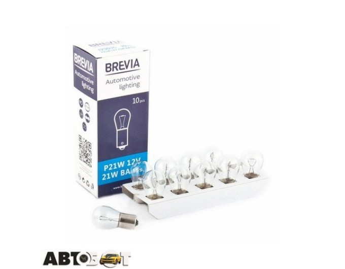 Лампа накаливания BREVIA P21W BA15s 12V 21W 12301С (1 шт.), цена: 23 грн.