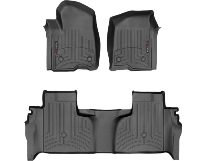 Коврики WeatherTech Black для Chevrolet Silverado (mkIV); GMC Sierra (mkV)(double cab)(1 row bucket)(with storage under 2 row) 2019→, цена: 13 607 грн.