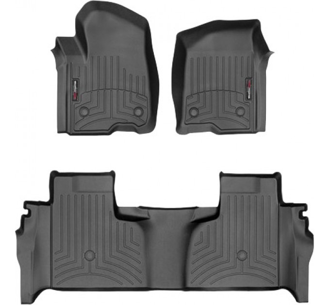 Коврики WeatherTech Black для Chevrolet Silverado (mkIV); GMC Sierra (mkV)(double cab)(1 row bucket)(with storage under 2 row) 2019→, цена: 12 487 грн.