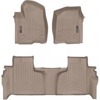 Коврики WeatherTech Beige для Chevrolet Silverado (mkIV); GMC Sierra (mkV)(double cab)(1 row bucket)(with storage under 2 row) 2019→