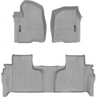 Коврики WeatherTech Grey для Chevrolet Silverado (mkIV); GMC Sierra (mkV)(double cab)(1 row bucket)(with storage under 2 row) 2019→