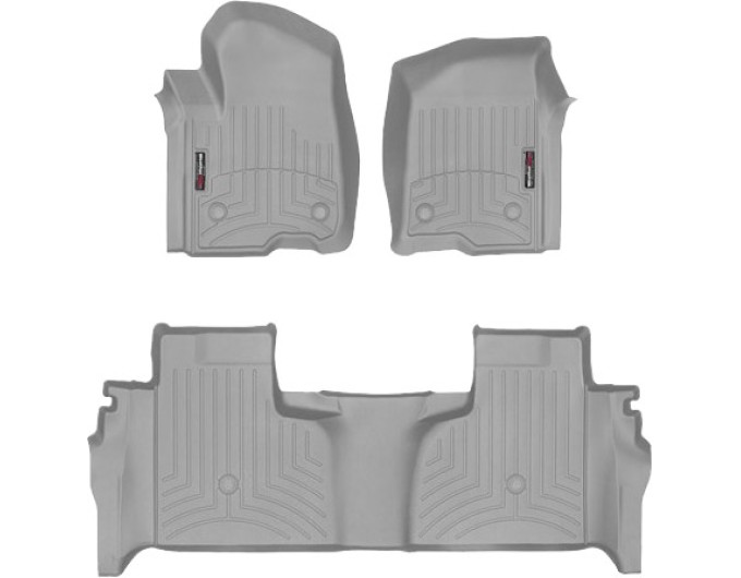 Коврики WeatherTech Grey для Chevrolet Silverado (mkIV); GMC Sierra (mkV)(double cab)(1 row bucket)(with storage under 2 row) 2019→, цена: 13 472 грн.
