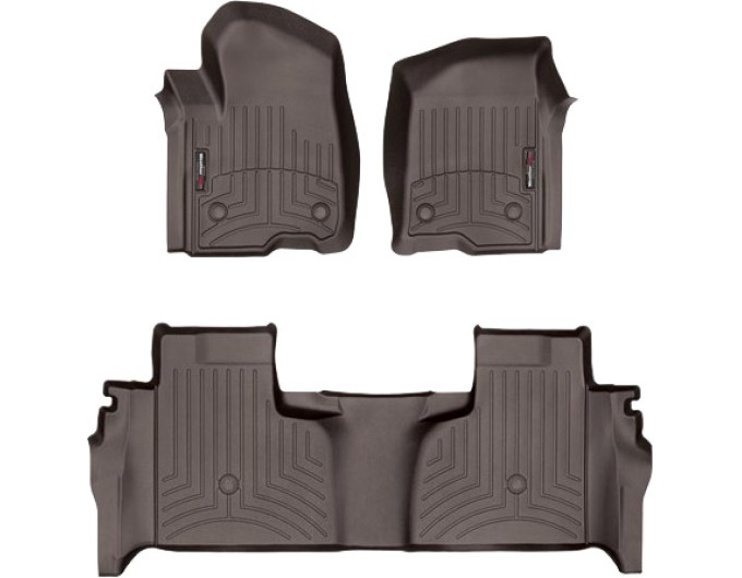 Коврики WeatherTech Choco для Chevrolet Silverado (mkIV); GMC Sierra (mkV)(double cab)(1 row bucket)(with storage under 2 row) 2019→, цена: 13 472 грн.