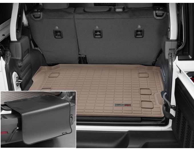 Коврик с защитой WeatherTech Beige для Jeep Wrangler (JL)(unlimited)(5 door)(not hybrid)(no subwoofer)(no flat load floor)(trunk behind 2 row) 2018→, цена: 11 853 грн.