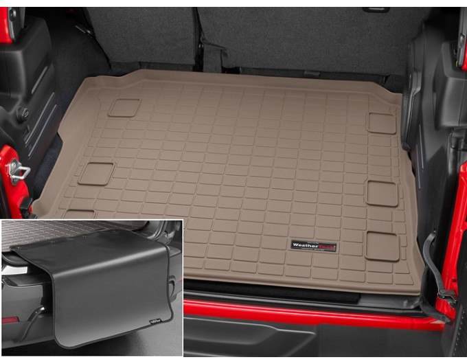Коврик с защитой WeatherTech Beige для Jeep Wrangler (JL)(unlimited)(5 door)(not hybrid)(with subwoofer)(no flat load floor)(trunk behind 2 row) 2018→, цена: 11 853 грн.