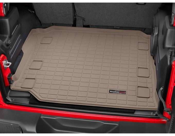 Коврик WeatherTech Beige для Jeep Wrangler (JL)(unlimited)(5 door)(not hybrid)(with subwoofer)(no flat load floor)(trunk behind 2 row) 2018→, цена: 6 625 грн.