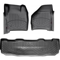 Коврики WeatherTech Black для Ford Super Duty (mkI)(double cab)(no 4x4 shifter)(no console on 2 row)(no PTO kit) 1999-2007 automatic