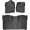 Коврики Weathertech Black для Chevrolet Silverado (double cab)(mkII)(no 4x4 shifter)(1 row bucket)(no storage boxes under 2 row) 2007-2014, ціна: 13 472 грн.