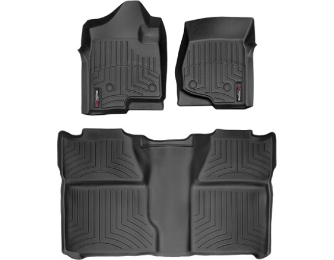 Коврики Weathertech Black для Chevrolet Silverado (double cab)(mkII)(no 4x4 shifter)(1 row bucket)(no storage boxes under 2 row) 2007-2014, ціна: 13 472 грн.