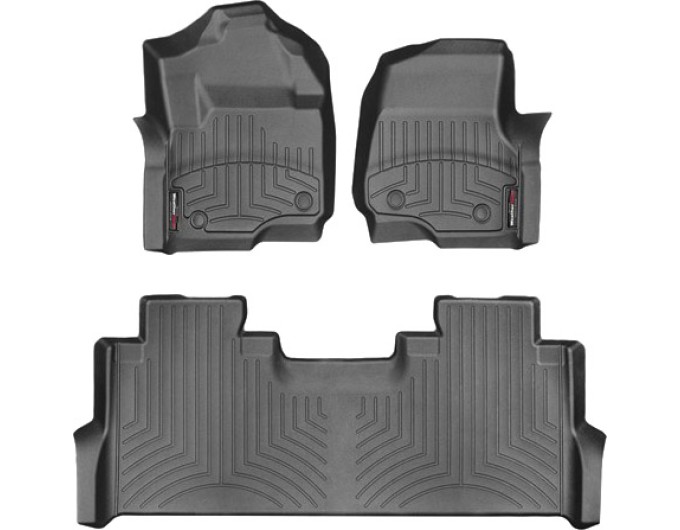 Коврики WeatherTech Black для Ford Super Duty (mkIV)(double cab)(1 row bucket seats)(with storage under 2 row) 2017→, цена: 13 472 грн.