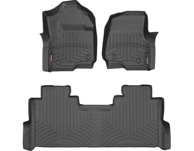 Коврики Weathertech Black для Ford Super Duty (double cab)(mkIV)(1 row - 2pcs.)(1 row bench seats)(with storage under 2 row) 2017→, ціна: 13 472 грн.