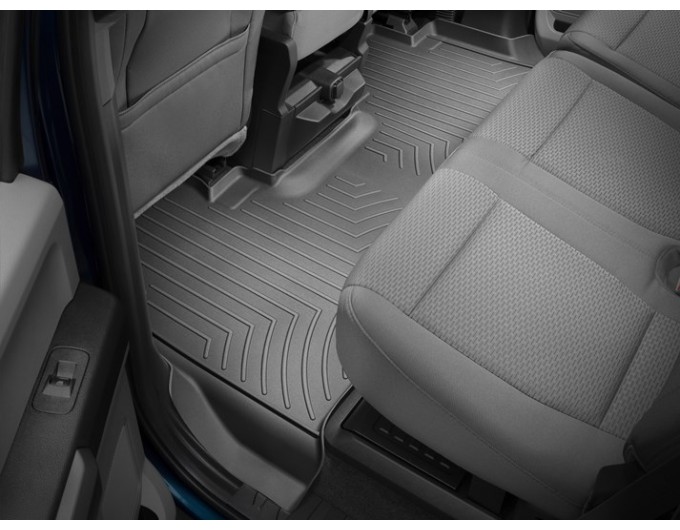 Коврики WeatherTech Black для Ford Super Duty (mkIV)(double cab)(no 4x4 shifter)(1 row - 1pc.)(1 row bench seats)(with storage under 2 row) 2017→, цена: 15 243 грн.