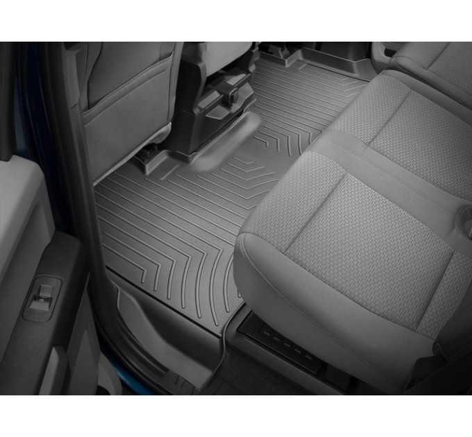 Коврики WeatherTech Black для Ford Super Duty (mkIV)(double cab)(no 4x4 shifter)(1 row - 1pc.)(1 row bench seats)(with storage under 2 row) 2017→, цена: 14 117 грн.