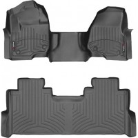 Коврики Weathertech Black для Ford Super Duty (double cab)(mkIV)(no 4x4 shifter)(1 row - 1pc.)(1 row bench seats)(with storage under 2 row) 2017→