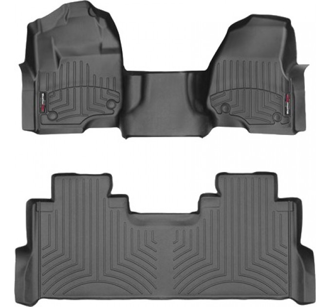 Коврики Weathertech Black для Ford Super Duty (double cab)(mkIV)(no 4x4 shifter)(1 row - 1pc.)(1 row bench seats)(with storage under 2 row) 2017→, ціна: 14 117 грн.