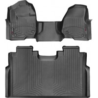 Коврики Weathertech Black для Ford Super Duty (double cab)(mkIV)(no 4x4 shifter)(1 row - 1pc.)(1 row bench seats)(no storage under 2 row) 2017→