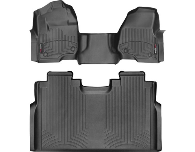 Коврики WeatherTech Black для Ford Super Duty (mkIV)(double cab)(no 4x4 shifter)(1 row - 1pc.)(1 row bench seats)(no storage under 2 row) 2017→, цена: 15 243 грн.