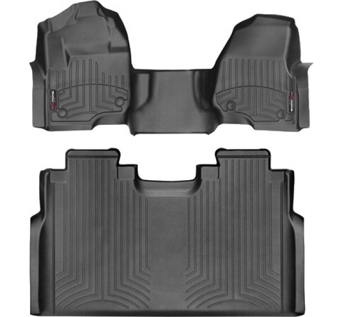 Коврики WeatherTech Black для Ford Super Duty (mkIV)(double cab)(no 4x4 shifter)(1 row - 1pc.)(1 row bench seats)(no storage under 2 row) 2017→, цена: 14 117 грн.