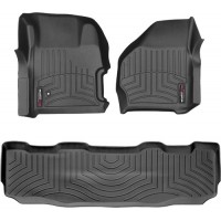 Коврики WeatherTech Black для Ford Super Duty (mkI)(double cab)(with 4x4 shifter)(no console on 2 row)(no PTO kit) 1999-2007 automatic