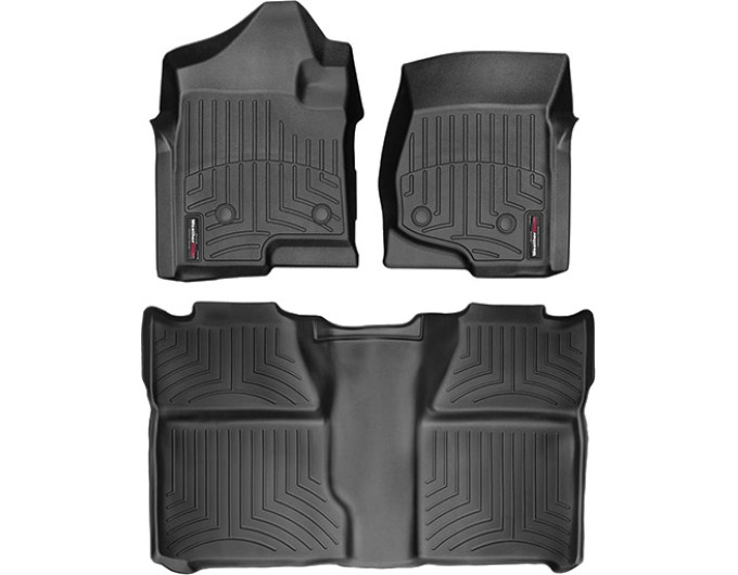 Коврики Weathertech Black для Chevrolet Silverado (double cab)(mkII)(with 4x4 shifter)(1 row bucket)(no storage boxes under 2 row) 2007-2014, ціна: 13 472 грн.