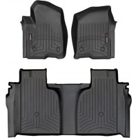 Коврики WeatherTech Black для Chevrolet Silverado (mkIV); GMC Sierra (mkV)(crew cab)(1 row bucket)(with storage under 2 row) 2019→