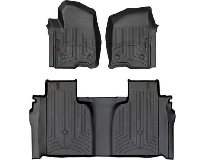 Коврики WeatherTech Black для Chevrolet Silverado (mkIV); GMC Sierra (mkV)(crew cab)(1 row bucket)(with storage under 2 row) 2019→, цена: 14 054 грн.