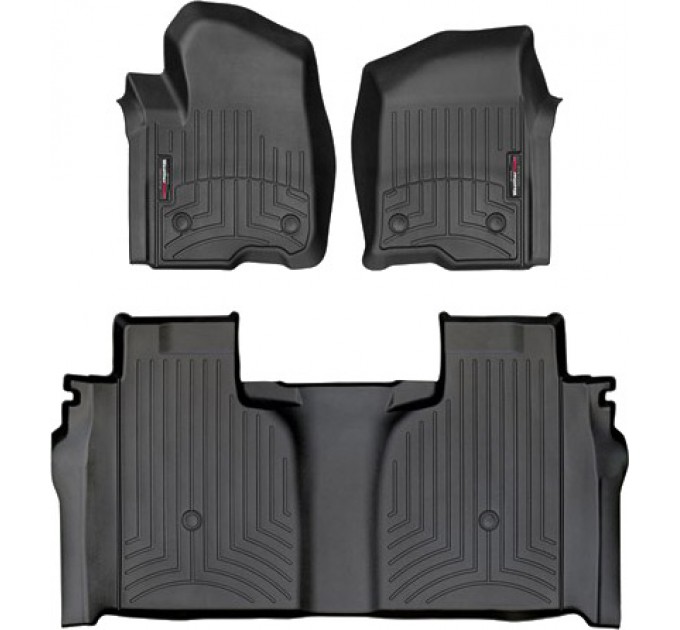 Коврики Weathertech Black для Chevrolet Silverado (mkIV); GMC Sierra (mkV)(crew cab)(1 row bucket)(with storage under 2 row) 2019→, ціна: 12 894 грн.