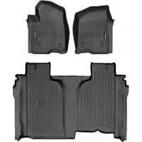 Коврики Weathertech Black для Chevrolet Silverado (mkIV); GMC Sierra (mkV)(crew cab)(1 row bucket)(no storage under 2 row) 2019→