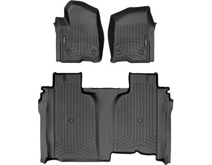 Коврики WeatherTech Black для Chevrolet Silverado (mkIV); GMC Sierra (mkV)(crew cab)(1 row bucket)(no storage under 2 row) 2019→, цена: 14 054 грн.