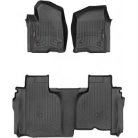 Коврики WeatherTech Black для Chevrolet Silverado (mkIV); GMC Sierra (mkV)(double cab)(1 row bucket)(no storage under 2 row) 2019→