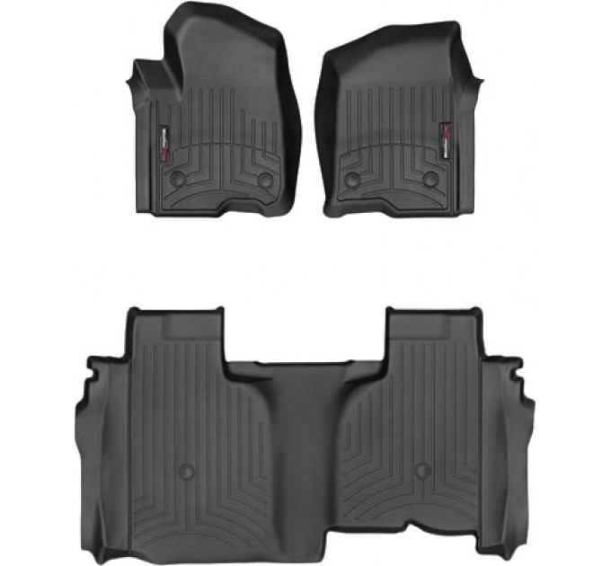 Коврики Weathertech Black для Chevrolet Silverado (mkIV); GMC Sierra (mkV)(double cab)(1 row bucket)(no storage under 2 row) 2019→, ціна: 12 894 грн.