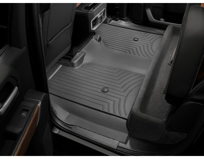 Коврики WeatherTech Black для Chevrolet Silverado (mkIV); GMC Sierra (mkV)(crew cab)(1 row bucket)(with storage under 2 row)(2 row) 2019→, цена: 7 362 грн.