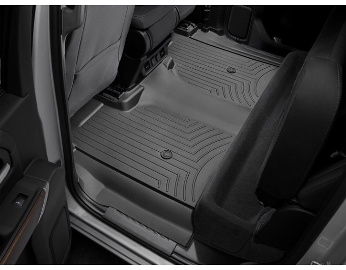 Коврики WeatherTech Black для Chevrolet Silverado (mkIV); GMC Sierra (mkV)(crew cab)(1 row bench)(with storage under 2 row) 2019→, цена: 15 843 грн.