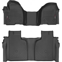 Коврики Weathertech Black для Chevrolet Silverado (mkIV); GMC Sierra (mkV)(crew cab)(1 row bench)(with storage under 2 row) 2019→