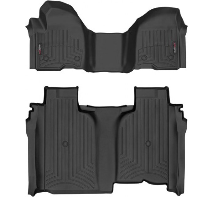 Коврики WeatherTech Black для Chevrolet Silverado (mkIV); GMC Sierra (mkV)(crew cab)(1 row bench)(no storage under 2 row) 2019→, цена: 14 524 грн.