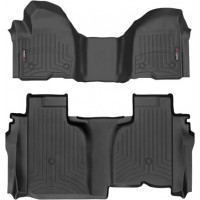 Коврики WeatherTech Black для Chevrolet Silverado (mkIV); GMC Sierra (mkV)(double cab)(1 row bench)(no storage under 2 row) 2019→