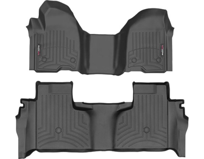 Коврики WeatherTech Black для Chevrolet Silverado (mkIV); GMC Sierra (mkV)(double cab)(1 row bench seats)(with storage under 2 row) 2019→, цена: 15 396 грн.