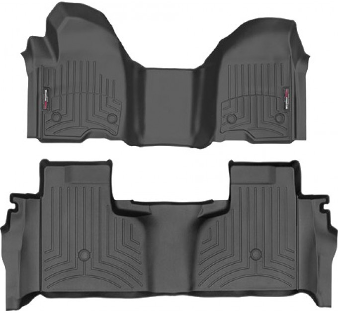 Коврики Weathertech Black для Chevrolet Silverado (mkIV); GMC Sierra (mkV)(double cab)(1 row bench seats)(with storage under 2 row) 2019→, ціна: 14 117 грн.