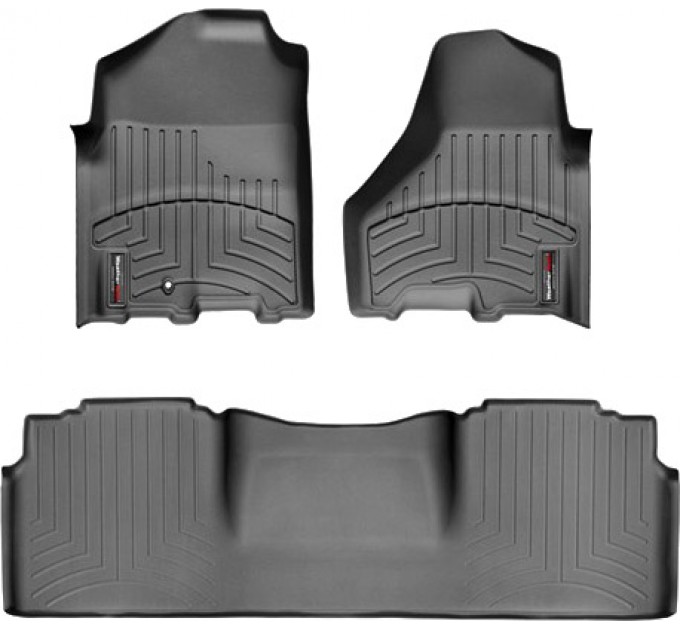 Коврики WeatherTech Black для Dodge Ram (mkIV)(mega cab)(1 fixing hook)(with Full Lenght Console)(no PTO Kit)( 2009-2012, цена: 10 849 грн.