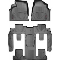 Коврики WeatherTech Black для GMC Acadia; Buick Enclave; Saturn Outlook (mkI)(1 twist fixing)(1-2-3 row)(2 row bucket seats) 2007-2017