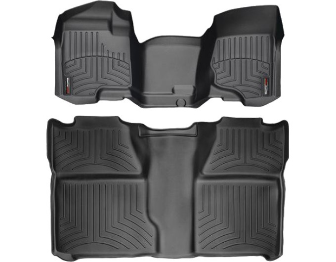 Коврики WeatherTech Black для Chevrolet Silverado (mkII)(double cab)(no 4x4 shifter)(1 row bench)(no storage boxes under 2 row) 2007-2014, цена: 15 243 грн.