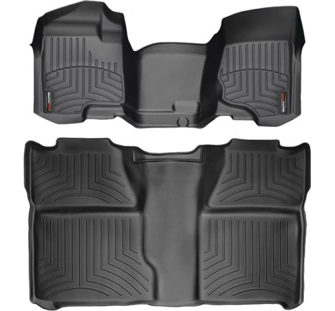 Коврики Weathertech Black для Chevrolet Silverado (double cab)(mkII)(no 4x4 shifter)(1 row bench)(no storage boxes under 2 row) 2007-2014, ціна: 14 117 грн.