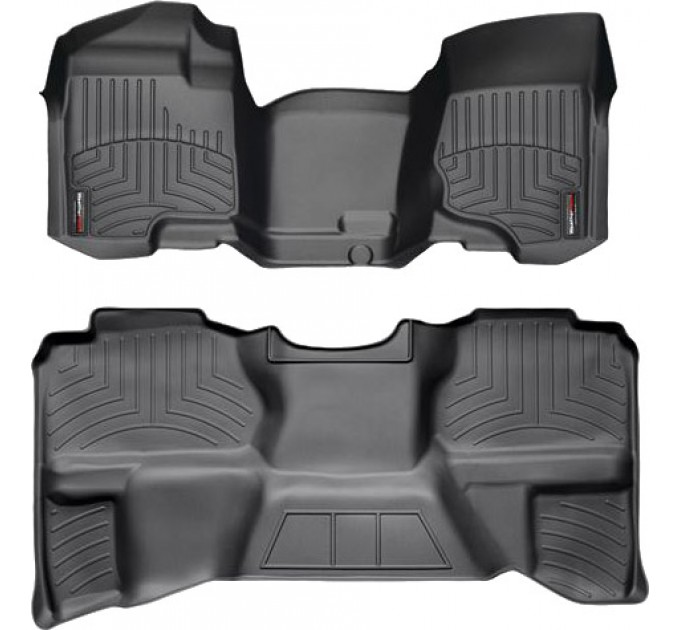 Коврики WeatherTech Black для Chevrolet Silverado (mkII)(extended cab)(no 4x4 shifter)(1 row bench)(no storage boxes under 2 row) 2007-2014, цена: 13 262 грн.