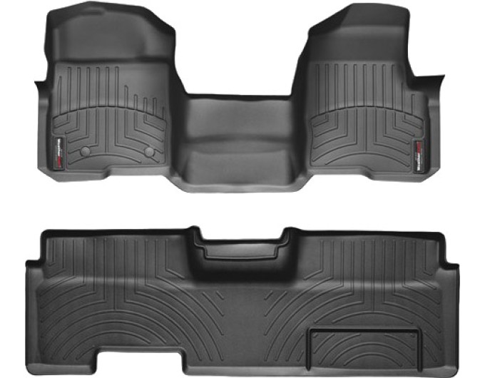 Коврики WeatherTech Black для Ford F-150 (mkXI)(extended cab)(no 4x4 shifter)(1 row - 1pc.)(no console)(with air vents to 2 row)(2 fixing posts) 2010-2014, цена: 15 686 грн.
