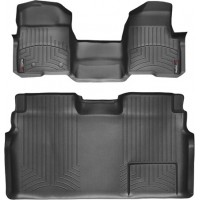 Коврики WeatherTech Black для Ford F-150 (mkXI)(double cab)(no 4x4 shifter)(1 row - 1pc.)(no console)(with air vents to 2 row)(2 fixing posts) 2010-2014