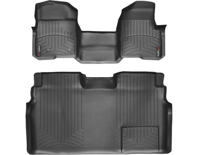 Коврики WeatherTech Black для Ford F-150 (mkXI)(double cab)(no 4x4 shifter)(1 row - 1pc.)(no console)(with air vents to 2 row)(2 fixing posts) 2010-2014, цена: 15 686 грн.